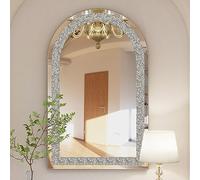 Artloge Grand Miroir Mural Décoration Salon: 90x60cm Diamant Arche Miroirs Muraux Design Décoratif Cadre en Verre Cristal, Miroir Mural Entrée Déco, Miroir Cosmétique Chambre Maison