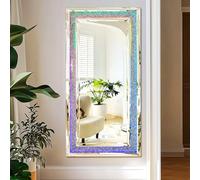 Artloge Grand Miroir Mural LED: 120x60cm Diamand Miroir Murale Salon avec éclairage RGB, 8 Modes, Décoration Design Cristal Chambre Rectangulaire Biseauté Miroirs Muraux Déco d'Entrée Salle de Bain