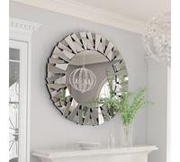 Artloge Grand miroir mural rond 80 cm miroir moderne décoratif HD argenté crochet métal pour salon, chambre à coucher, couloir 80x80 cm