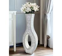 Artloge Grand Vase à Poser au Sol - 76cm Haut Vase de Sol en Verre Argenté Décoration Diamant Cristal, Vases Pampa Moderne pour Salon Cheminée Couloir Coin