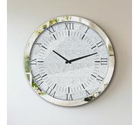 Artloge Horloge Murale Design Moderne: 60cm Argent Diamand Horloge Murale Geante Cristale Pendule Murale Ronde en Miroir Horloge Suspendue Silencieuse Décoratif pour Cusine Salon Chambre Bureau