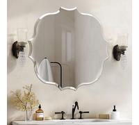 Artloge Miroir Mural Asymétrique Design sans Cadre, Miroir Organique Salon en Verre Biseauté Grand Miroirs Muraux Irrégulier pour Salle de Bain Entrée Chambre Argenté Decoration Maison - 60 * 60cm