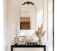 Artloge Miroir Mural Baroque Arche: 60×120cm Miroir Décoratif d'Entrée Vintage avec Decoration Sculptée Ancienne Dorée Grand Miroir de Maquillage Antique Design pour Chambre Salon Café
