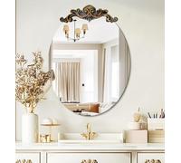 Artloge Miroir Mural Baroque Oval: 60×80cm Miroir Décoratif d'Entrée Vintage avec Decoration Vigne à Feuilles Ancien Doré Grand Miroir de Maquillage Antique Design pour Chambre Salon Café