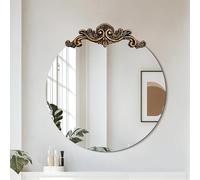 Artloge Miroir Mural Baroque Rond: 60cm Miroir Décoratif d'Entrée Vintage avec Decoration Sculptée Ancienne Dorée Petit Miroir de Maquillage Antique Design pour Chambre Salon Café