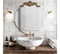Artloge Miroir Mural Baroque Rond: 80cm Miroir Décoratif d'Entrée Vintage avec Decoration Sculptée Ancienne Dorée Grand Miroir de Maquillage Antique Design pour Chambre Salon Café
