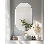 Artloge Miroir Mural Décoratif sans Cadre: Miroir Salle de Bain Oval en Verre Biseauté Design Miroirs Muraux Salon Grand Miroir Suspendu d'Entrée Modern Argenté Decoration Maison Chambre - 80 * 50cm