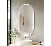 Artloge Miroir Mural Décoratif sans Cadre: Miroir Salle de Bain Oval en Verre Biseauté Design Miroirs Muraux Salon Grand Miroir Suspendu d'Entrée Modern Argenté Decoration Maison Chambre - 100 * 50cm