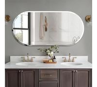 ARTLOGE Miroir mural moderne, miroir décoratif sans cadre miroir ovale, , montage mural miroir d'entrée, pour salle de bain salon chambre à coucher 50x80cm