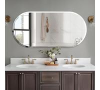 ARTLOGE Miroir mural moderne, miroir décoratif sans cadre miroir ovale, , montage mural miroir d'entrée, pour salle de bain salon chambre à coucher 50x100cm