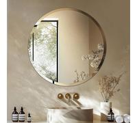 Artloge Miroir Mural Rond Moderne sans Cadre Verre Biseauté Argenté 80x80 cm
