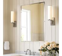 Artloge Miroir Mural Salon Décoratif: Miroirs Muraux Design en Verre Biseauté sans Cadre Grand Miroir Suspendu Rectangulaire Argenté Décor Mural d'Entrée Modern pour Chambre Salle de Bain - 80 * 60cm