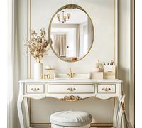 ARTLOGE Miroir mural style baroque, miroir de salle de bain ovale rétro, miroir de décoration miroir de maquillage miroir d'entrée, 60 x 80,5 cm