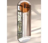Artloge Oval Horloge Murale Silencieuse: 100×32cm Grande Horloge Murale Design Moderne en Miroir Horloge Chiffre Romain Cusine Pendules Murales Décoratif Montre Murale Geante Salon Chambre