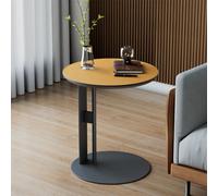 ARTLOGE Table d'appoint en cuir sellier, table basse table de soins table d'ordinateur portable, forme C, 46x50cm, orange