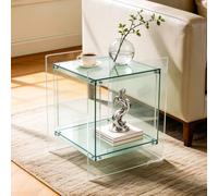 Artloge Table d'appoint Salon en Acrylique Vert Clair 46x39.5x55cm | Table de Chevet Moderne avec Rangement à 2-Niveaux, Bout de Canapé Transparent Design Facile à installer