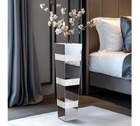 Artloge Vase à Poser au Sol en Verre: 71.5cm Haut Vase à Fleur Décoratif Brillant Cristal Décoration, Design Modern Argenté Vases pour Pampa Plume Fleurs Séchées à Salon Chambre Bureau Salle à Mange