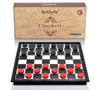 Artlyfe Jeu de Dames，echiquier magnetique，Ensemble D'échiquier Pliable et Portable，pour Enfants et Adultes, Idéal pour Fêtes et Voyages