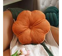 ARTMAGIC Coussin décoratif en Velours en Forme de Fleur Ultra Doux pour canapé, lit, canapé, Orange brûlé, 40,6 x 40,6 cm
