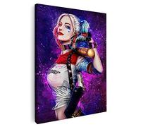 Artmazing Harley Quinn Tableau mural - Harley Quinn - Image multicolore - Images sur toile - Pop Art - Tableau mural - Format portrait - 55 x 80 cm