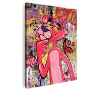 Artmazing Panthère Rose Vogue Tableau Multicolore - Images d'Art Modernes - Toile XXL - Décoration Murale - Poster Coloré pour Mur