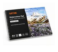 ARTME Bloc Aquarelle A4, 12 Feuilles 300gsm, Pressé à Froid, Sans Acide, Papier Aquarelle Pro pour Peinture et Croquis