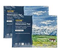ARTME Bloc Aquarelle A5 Lot de 2, 12 Feuilles 300gsm, Pressé à Froid, Sans Acide, Papier Aquarelle Pro pour Peinture et Croquis