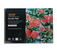 ARTME Bloc Papier Acrylique A3 Paysage - 400 g/m² Extra Épais, 12 Feuilles, Grain Pressé à Froid, Sans Acide - Papier Peinture pour Acrylique, Gouache