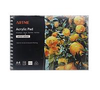 ARTME Bloc Papier Acrylique A4 Paysage - 400 g/m² Extra Épais, 12 Feuilles, Grain Pressé à Froid, Sans Acide - Papier Peinture pour Acrylique, Gouache