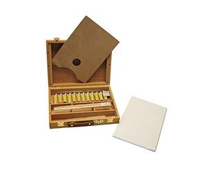 Artme Ensemble de peinture Boite Chevalet en Bois Premium de 23 pièces - Chevalet de table/ 3 x tableaux de toile/12 x couleurs acryliques/ 4 x pinceaux d'artiste/crayon HB/palette en bois