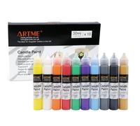 Artme Lot de 10 tubes de peinture pour bougies - Tubes de 30 ml - Peinture épaisse effet 3D pour décoration de bougies - Peut être brûlée en toute sécurité avec des bougies - Spécialement formulée