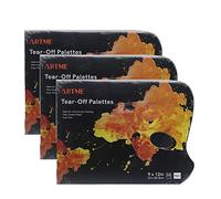 ARTME Palette Peinture Jetable 3pcs- Bloc de 36 Feuilles Papier 23 x 30,5 cm - 50 g/m² - avec Trou pour Le Pouce - Facile à Utiliser - pour Acrylique, Huile, Aquarelle