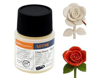 ARTME Vernis pour Argile - 60ml Finition Brillante pour Argile Polymère, Argile Auto-durcissante et Poterie - Couche de Protection Transparente - Séchage Rapide et Application Facile - Flacon 50x32mm