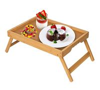 Artmeer Plateau de lit avec pieds pliants, en bambou pour table TV, ordinateur portable, manger, goûter