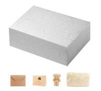 Artmitz Coffret cadeau élégant avec couvercle magnétique - Boîte cadeau rectangulaire de qualité supérieure avec papier déchiqueté et carte pour anniversaires, mariages, occasions (argent, L (33,5 x