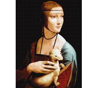 Artnapi Diamond 5D DIY Set - La Dame avec Hermelin by Leonardo da Vinci 30 x 40 cm | Peinture avec chiffres | Mosaïque de diamants pour décoration de la maison