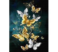Artnapi Kit de peinture diamant 5D à faire soi-même | Images de peinture diamant | Papillons dorés 30 x 40 cm | Peinture diamant peinture par numéros | Mosaïque diamant pour décoration de maison