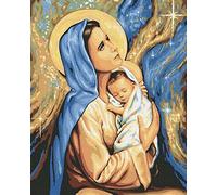 Artnapi Peinture par numéros pour adultes sans cadre, bricolage, peinte à la main, Sainte Mère de Dieu Marie, kit pour débutants et adultes, avec peintures acryliques et pinceaux, 40 x 50 cm, toile