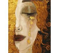 Artnapi Peinture par numéros pour adultes sans cadre, DIY peint à la main, motif de larmes dorées, kit pour débutants et adultes, avec peintures acryliques et pinceaux, 40 x 50 cm, toile