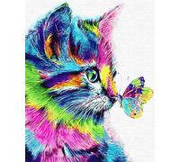 Artnapi Peinture par numéros, sans cadre, pour adultes, fait main, DIY, chat surpris, kit pour débutants et adultes, avec peintures acryliques et pinceaux, toile de 40 x 50 cm, idéal comme