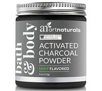 Artnaturals Blanchiment des dents Poudre de charbon de bois - 4 oz - Charbon activé pour un blanchiment naturel, non abrasif - Menthe aromatisée