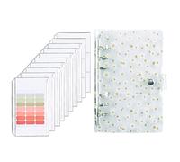 ARTOCT Classeur budgétaire A6, couverture transparente à paillettes avec 8 enveloppes à fermeture éclair, classeur avec étiquettes, portefeuille pour économiser de l'argent