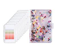 ARTOCT Classeur budgétaire A6, couverture transparente à paillettes avec 8 enveloppes à fermeture éclair, classeur avec étiquettes, portefeuille pour économiser de l'argent