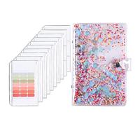 ARTOCT Classeur budgétaire A6, couverture transparente à paillettes avec 8 enveloppes à fermeture éclair, organiseur d'argent avec étiquettes, portefeuille pour économiser de l'argent