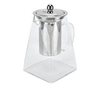 ARTOCT Théière Carrée en Verre, Verre à Haute Teneur en Borosilicate avec Filtre à Mailles en Acier Inoxydable 304, Bouilloire à thé Transparente pour café de Bureau à Domicile (950 ml)