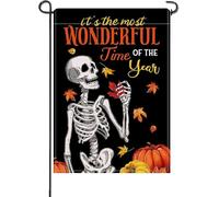 Artofy Petit drapeau de jardin décoratif en forme de crâne de squelette automnal, automne c'est la période la plus merveilleuse de l'année cour pelouse Outsi