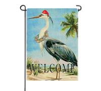 Artofy Petit drapeau décoratif de Noël, héron de Noël, oiseau de mer, pelouse, décoration extérieure, vacances d'hiver, toile de jute nautique, décoration extérieure double face, 30,5 x 45,7 cm