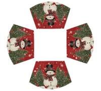 Artoid Mode Bonhomme de neige Rouge Écharpes Pins Noël 4 sets de placemats, 30x45cm pour cuisine, décoration de table intérieure, fête, décor de vacances