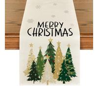 Artoid Mode Chemin de table de Noël avec arbres, étoiles, joyeux Noël, décoration de table de cuisine d'hiver, intérieur, décor de fête/vacances, 40 x 180 cm