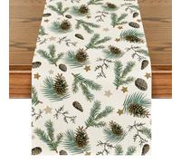 Artoid Mode Chemin de table de Noël - Étoile, pommes de pin et feuilles - Décoration de table de cuisine d'hiver, intérieur, vacances, fête - 40 x 100 cm